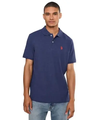 U.S. Polo Assn. Men's Classic Polo Shirt, Two-Button Closure Pique Polo Shirt, Summer Fashion Golf Shirt | Two-Button Closure Pique Polo Shirt, Summer Fashion Golf Shirt 