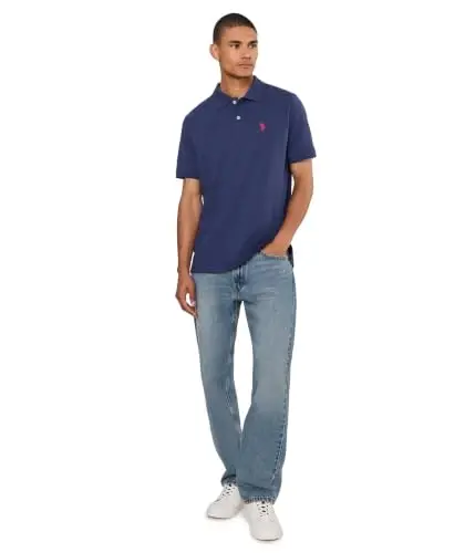 U.S. Polo Assn. Men's Classic Polo Shirt, Two-Button Closure Pique Polo Shirt, Summer Fashion Golf Shirt | Two-Button Closure Pique Polo Shirt, Summer Fashion Golf Shirt - 2