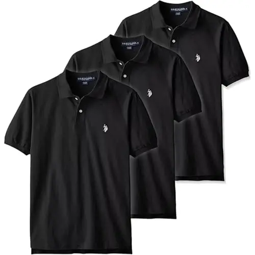 U.S. Polo Assn. Men's Classic Polo Shirt, Two-Button Closure Pique Polo Shirt, Summer Fashion Golf Shirt - 1