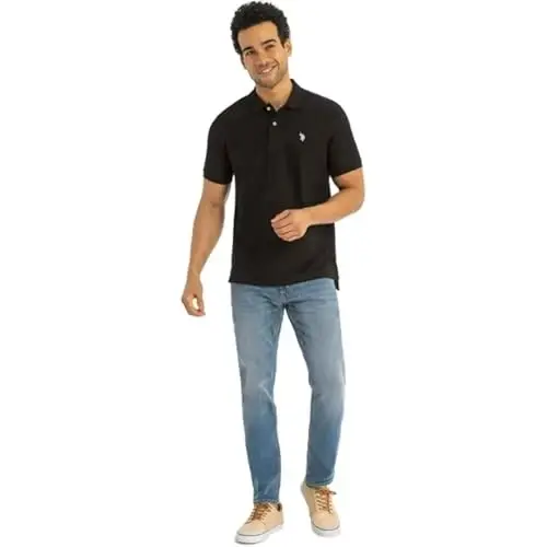 U.S. Polo Assn. Men's Classic Polo Shirt, Two-Button Closure Pique Polo Shirt, Summer Fashion Golf Shirt - 6