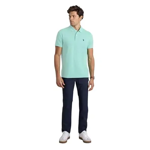 U.S. Polo Assn. Men's Classic Polo Shirt, Two-Button Closure Pique Polo Shirt, Summer Fashion Golf Shirt - 3