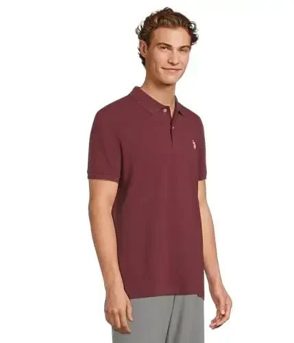 U.S. Polo Assn. Men's Classic Polo Shirt, Two-Button Closure Pique Polo Shirt, Summer Fashion Golf Shirt - 2