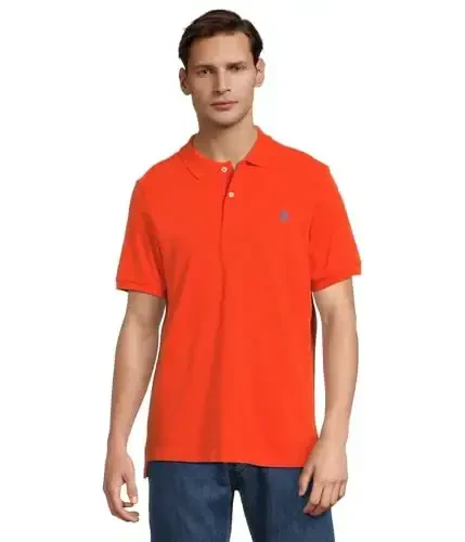 U.S. Polo Assn. Men's Classic Polo Shirt, Two-Button Closure Pique Polo Shirt, Summer Fashion Golf Shirt - 1