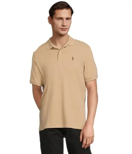 U.S. Polo Assn. Men's Classic Polo Shirt, Two-Button Closure Pique Polo Shirt, Summer Fashion Golf Shirt - 1