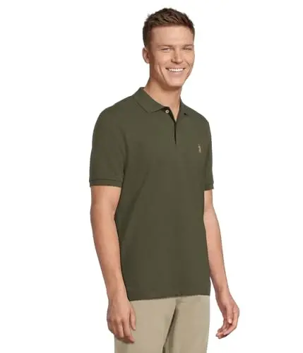 U.S. Polo Assn. Men's Classic Polo Shirt, Two-Button Closure Pique Polo Shirt, Summer Fashion Golf Shirt - 2