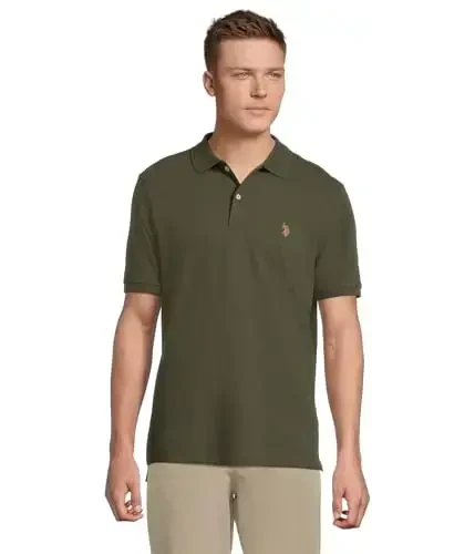 U.S. Polo Assn. Men's Classic Polo Shirt, Two-Button Closure Pique Polo Shirt, Summer Fashion Golf Shirt - U.S.