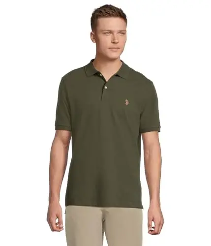 U.S. Polo Assn. Men's Classic Polo Shirt, Two-Button Closure Pique Polo Shirt, Summer Fashion Golf Shirt - 1