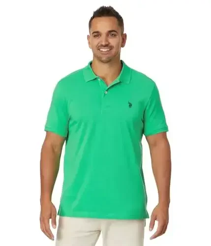 U.S. Polo Assn. Men's Classic Polo Shirt, Two-Button Closure Pique Polo Shirt, Summer Fashion Golf Shirt - 1