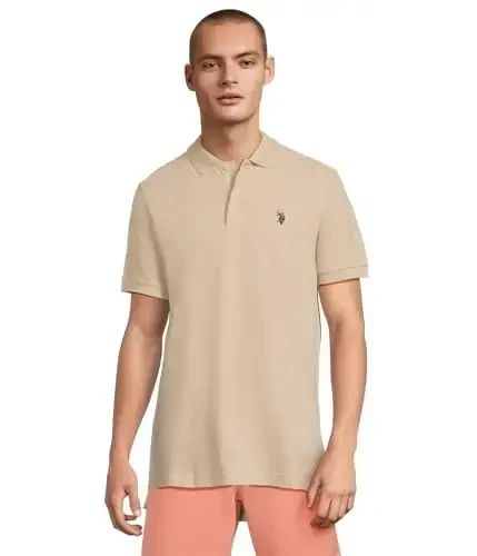 U.S. Polo Assn. Men's Classic Polo Shirt, Two-Button Closure Pique Polo Shirt, Summer Fashion Golf Shirt 