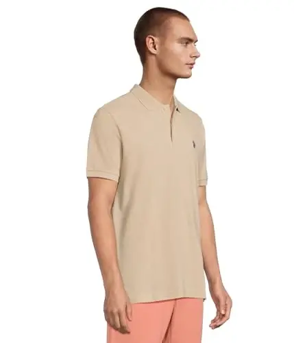 U.S. Polo Assn. Men's Classic Polo Shirt, Two-Button Closure Pique Polo Shirt, Summer Fashion Golf Shirt - 2