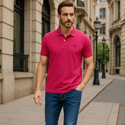 U.S. Polo Assn. Men's Classic Polo Shirt, Two-Button Closure Pique Polo Shirt, Summer Fashion Golf Shirt | Two-Button Closure Pique Polo Shirt, Summer Fashion Golf Shirt - 3