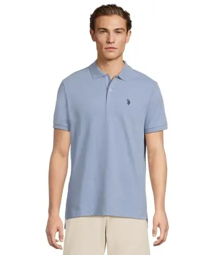 U.S. Polo Assn. Men's Classic Polo Shirt, Two-Button Closure Pique Polo Shirt, Summer Fashion Golf Shirt - 1