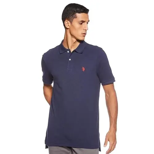 U.S. Polo Assn. Men's Classic Polo Shirt, Two-Button Closure Pique Polo Shirt, Summer Fashion Golf Shirt | Two-Button Closure Pique Polo Shirt, Summer Fashion Golf Shirt 