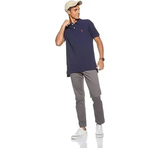 U.S. Polo Assn. Men's Classic Polo Shirt, Two-Button Closure Pique Polo Shirt, Summer Fashion Golf Shirt - 4