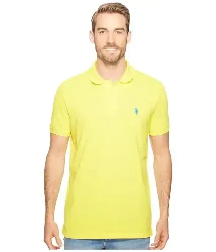 U.S. Polo Assn. Men's Classic Polo Shirt, Two-Button Closure Pique Polo Shirt, Summer Fashion Golf Shirt 