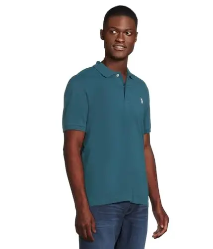 U.S. Polo Assn. Men's Classic Polo Shirt, Two-Button Closure Pique Polo Shirt, Summer Fashion Golf Shirt - 2