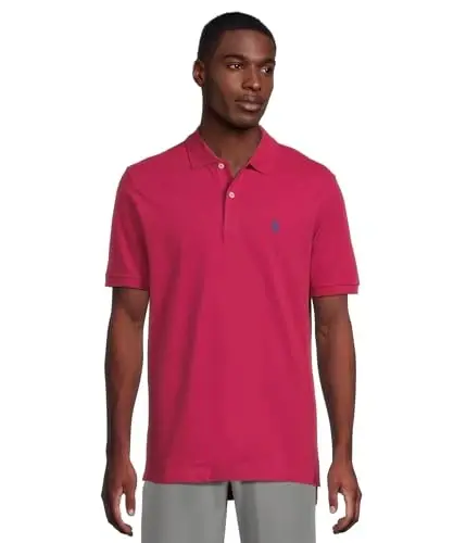 U.S. Polo Assn. Men's Classic Polo Shirt, Two-Button Closure Pique Polo Shirt, Summer Fashion Golf Shirt - 1