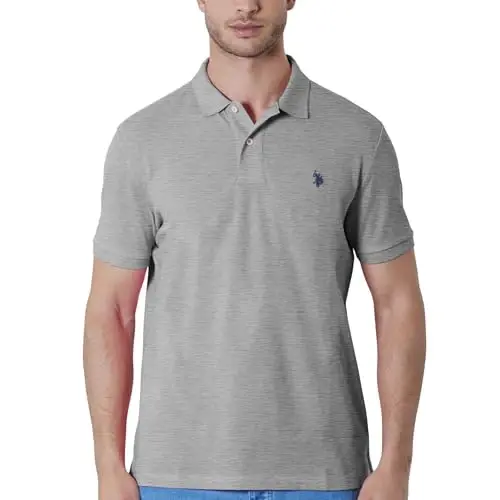 U.S. Polo Assn. Men's Classic Polo Shirt, Two-Button Closure Pique Polo Shirt, Summer Fashion Golf Shirt | Two-Button Closure Pique Polo Shirt, Summer Fashion Golf Shirt 