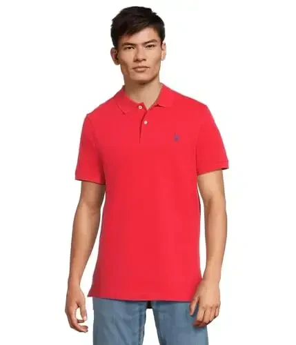 U.S. Polo Assn. Men's Classic Polo Shirt, Two-Button Closure Pique Polo Shirt, Summer Fashion Golf Shirt 