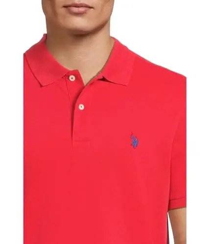 U.S. Polo Assn. Men's Classic Polo Shirt, Two-Button Closure Pique Polo Shirt, Summer Fashion Golf Shirt - 4