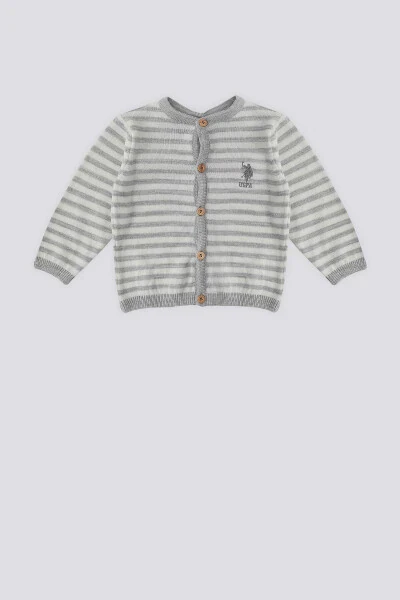 U.S. Polo Assn Kemik Düğmeli Bebek Bebek Hırka-Kemik - U.S. POLO ASSN.