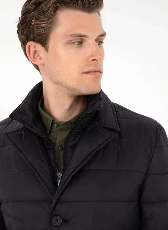 U.S. Polo Assn. Классическая Черная Мужская Куртка с Воротником G081SZ0MS.000.1946569 - 2