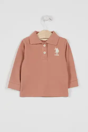 U.s. Polo Assn Licensed Classic Light Brown Baby Long Sleeve Collar Sweatshirt-Brown - 1