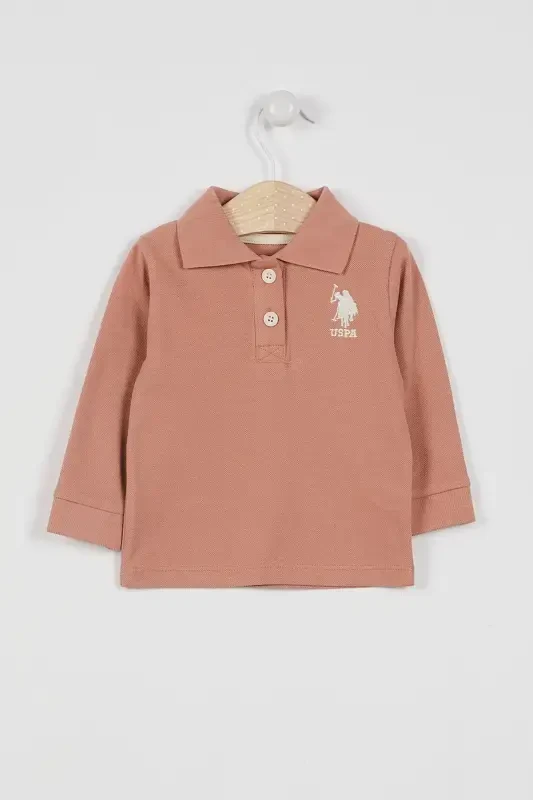 U.s. Polo Assn Licensed Classic Light Brown Baby Long Sleeve Collar Sweatshirt-Brown - U.S. POLO ASSN.