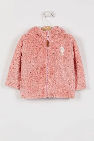 U.s. Polo Assn Lisanslı Somon Kız Bebek Kapüşonlu Hırka-Somon - U.S. POLO ASSN.