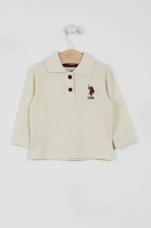 U.s. Polo Assn Litsenziyalangan Classic Ekru Chaqaloq Uzun Yengli Yoqali Sviter-Ekru - U.S. POLO ASSN.