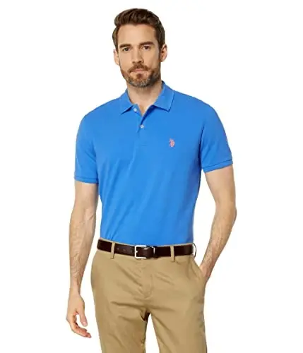U.S. Polo Assn. Men's Classic Polo Shirt, Two-Button Closure Pique Polo Shirt, Summer Fashion Golf Shirt 