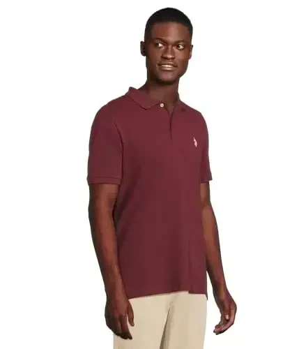 U.S. Polo Assn. Men's Classic Polo Shirt, Two-Button Closure Pique Polo Shirt, Summer Fashion Golf Shirt - 2