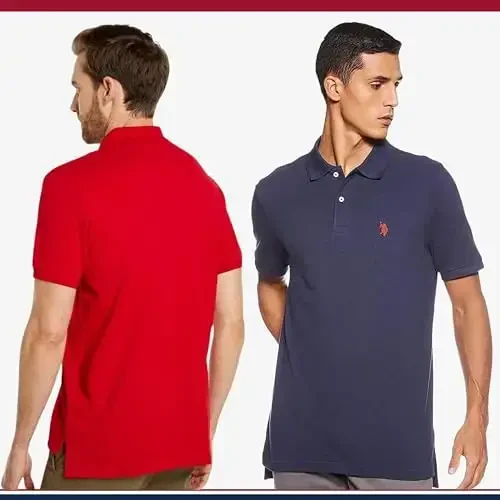 U.S. Polo Assn. Men's Classic Polo Shirt, Two-Button Closure Pique Polo Shirt, Summer Fashion Golf Shirt - 6