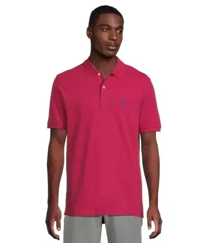 U.S. Polo Assn. Men's Classic Polo Shirt, Two-Button Closure Pique Polo Shirt, Summer Fashion Golf Shirt 