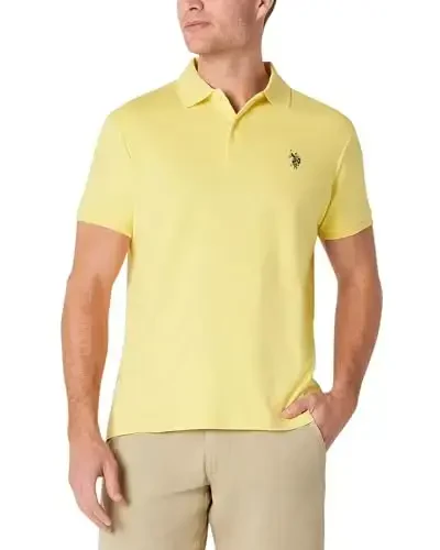U.S. Polo Assn. Men's Classic Polo Shirt, Two-Button Closure Pique Polo Shirt, Summer Fashion Golf Shirt - 1