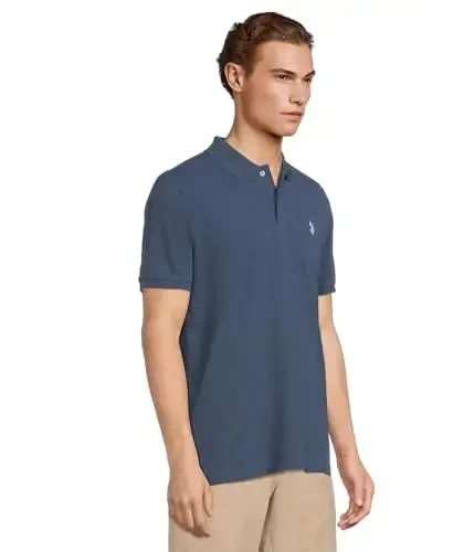U.S. Polo Assn. Men's Classic Polo Shirt, Two-Button Closure Pique Polo Shirt, Summer Fashion Golf Shirt - 2