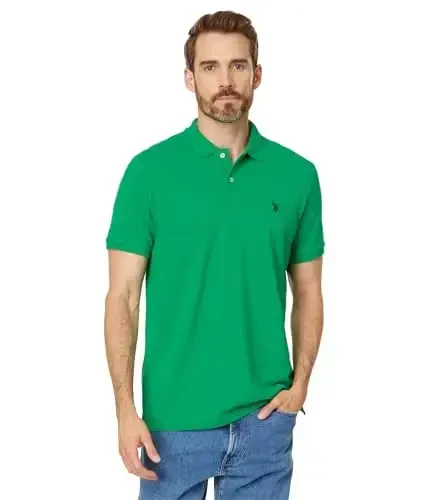 U.S. Polo Assn. Men's Classic Polo Shirt, Two-Button Closure Pique Polo Shirt, Summer Fashion Golf Shirt - 1