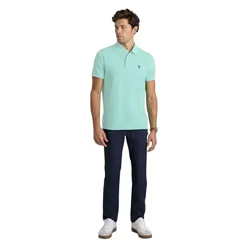 U.S. Polo Assn. Men's Classic Polo Shirt, Two-Button Closure Pique Polo Shirt, Summer Fashion Golf Shirt - 3