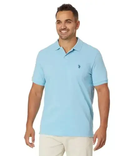 U.S. Polo Assn. Men's Classic Polo Shirt, Two-Button Closure Pique Polo Shirt, Summer Fashion Golf Shirt - U.S. POLO ASSN.