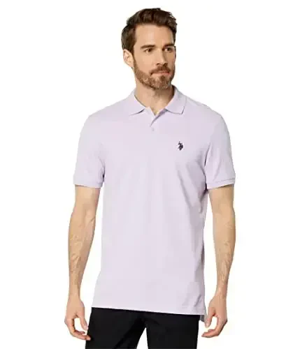 U.S. Polo Assn. Men's Classic Polo Shirt, Two-Button Closure Pique Polo Shirt, Summer Fashion Golf Shirt - 1