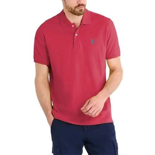 U.S. Polo Assn. Men's Classic Polo Shirt, Two-Button Closure Pique Polo Shirt, Summer Fashion Golf Shirt | Two-Button Closure Pique Polo Shirt, Summer Fashion Golf Shirt 