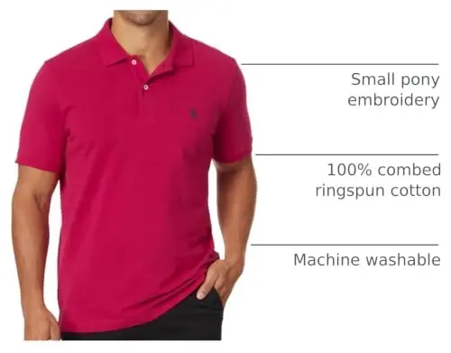 U.S. Polo Assn. Men's Classic Polo Shirt, Two-Button Closure Pique Polo Shirt, Summer Fashion Golf Shirt | Two-Button Closure Pique Polo Shirt, Summer Fashion Golf Shirt - 4