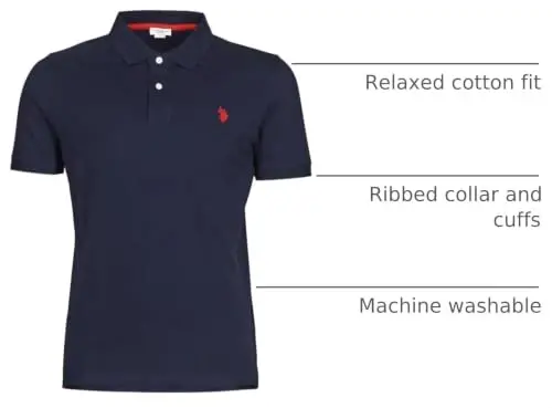 U.S. Polo Assn. Men's Classic Polo Shirt, Two-Button Closure Pique Polo Shirt, Summer Fashion Golf Shirt | Two-Button Closure Pique Polo Shirt, Summer Fashion Golf Shirt 