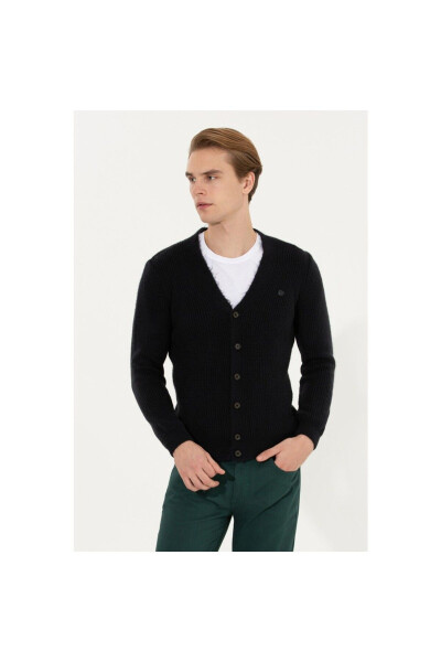 U.S. Polo Assn. Men's Navy Knit Cardigan - 1