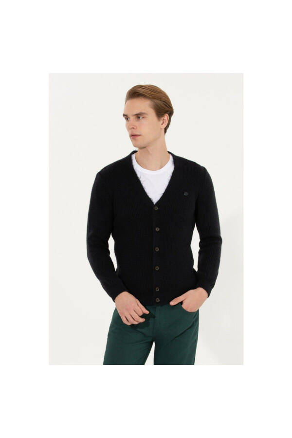 U.S. Polo Assn. Men's Navy Knit Cardigan - 1