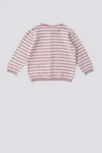 U.S. Polo Assn Pink Striped Buttoned Baby Girl Cardigan - 4