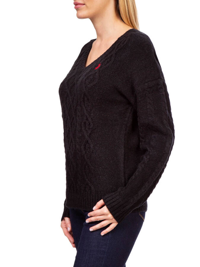 U.S. Polo Assn. V-Neck Cable Knit Sweater - 3