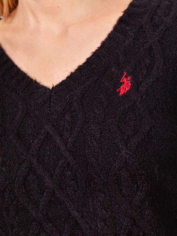 U.S. Polo Assn. V-Neck Cable Knit Sweater - 4