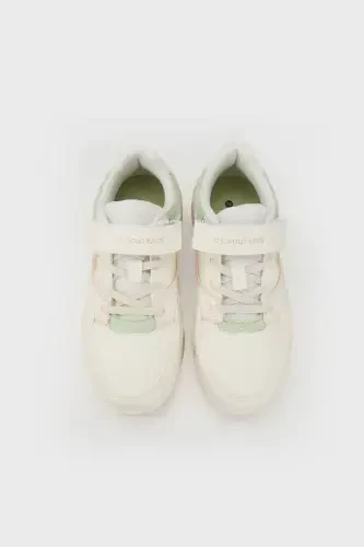 U.S. Polo Velcro Sneaker Shoes Boy's SHOES MARTELL JR 4FX-Beige - 5