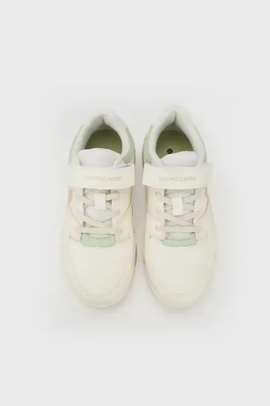 U.S. Polo Velcro Sneaker Shoes Boy's SHOES MARTELL JR 4FX-Beige - 5